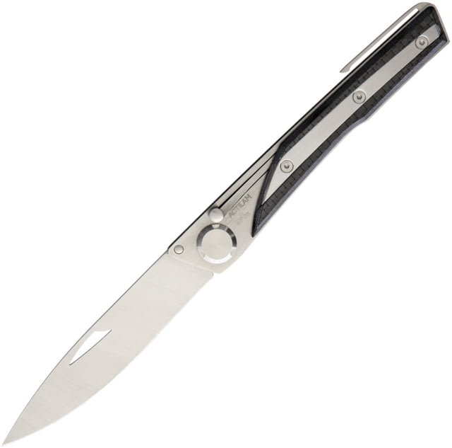 Actilam S4 Taper Lock Folding Knife 4.63in Closed 3.5in Satin 14C28N Sandvik SS Spear Point Blade Brushed SS Handle Pocket Clip Carbon Fiber Handle - Actilam