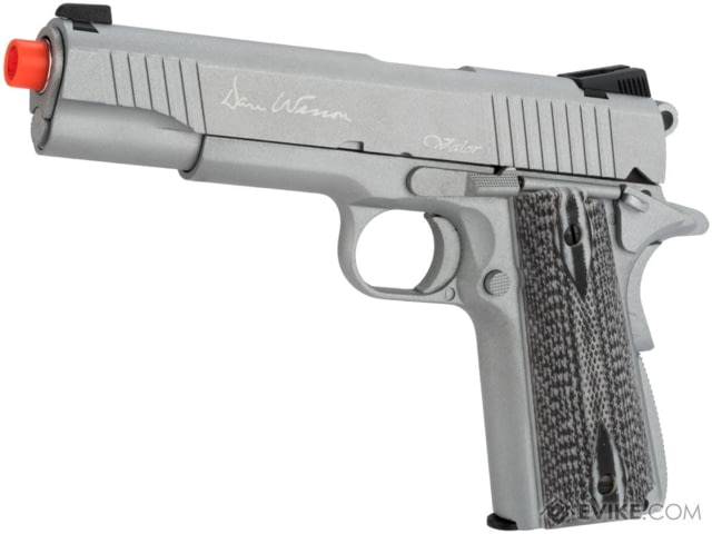 Action Sport Games Dan Wesson Licensed Full Metal 1911 Evike Exclusive VALOR Custom CO2 Powered Airsoft Gas Blowback Pistol Silver/Black - Action Sport Games