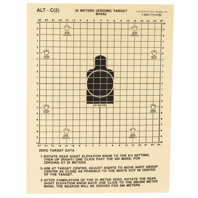 Action Target 25 Meter M16A2 Zeroing Target, Heavy Tagboard Paper, 100 Per Box by USA Action Target Shooting Paper Targets