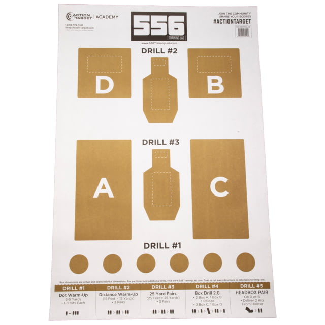 Action Target 556 Training Lab Target Brown and White 100 Per Box - Action Target