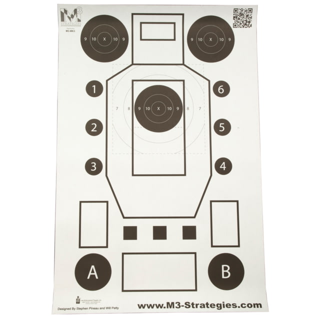 Action Target M3 Strategies Multi-Purpose V3 Training Target Black and White 23 x 35 100 Per Box - Action Target