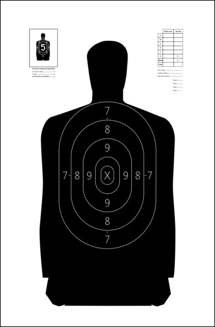 Action Target S-29-100 B-29 Qualification Target Hanging Paper 11.50 X 22 by USA Action Target Shooting Paper Targets