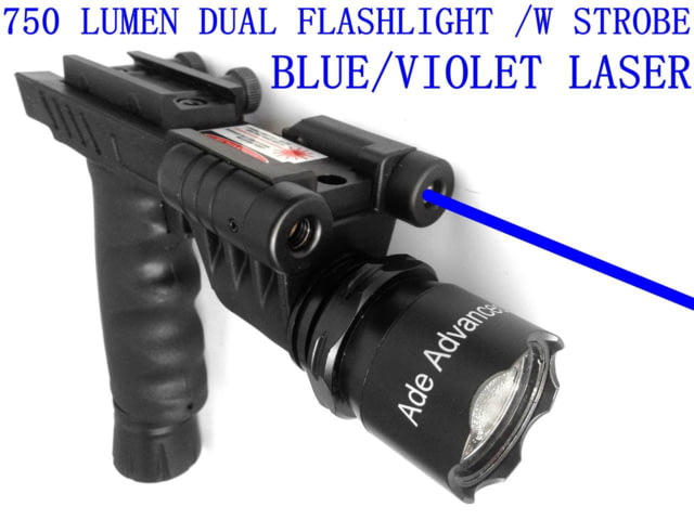 ADE Advanced Optics Dual Strobe Flashlight w/ Blue Laser Combo Sight Black - Ade Advanced Optics