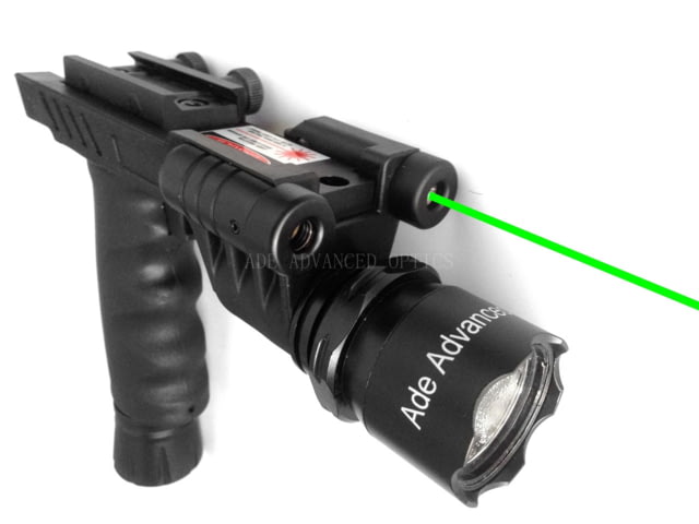 EDEMO ADE Advanced Optics HG03 Rifle Vertical Foregrip Grip Flashlight/Green Laser Combo Sight Black HG03 EDEMO1 Used Condition Fair - Ade Advanced Optics