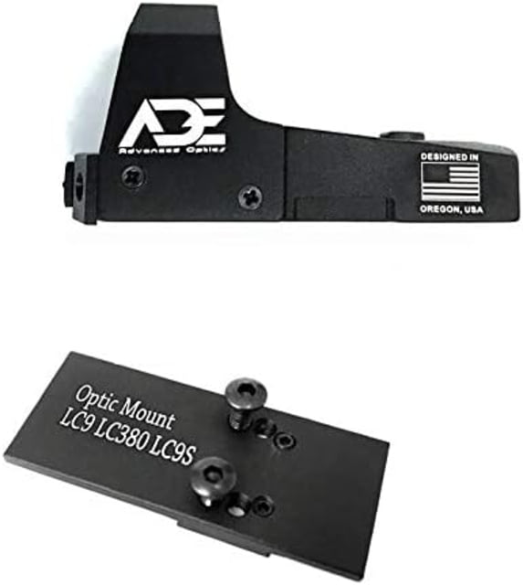ADE Advanced Optics  Reflex Green Dot Sight w/Ruger LC9 Optic Mount Plate 1x 4 MOA Black  SR9 Plate - Ade Advanced Optics