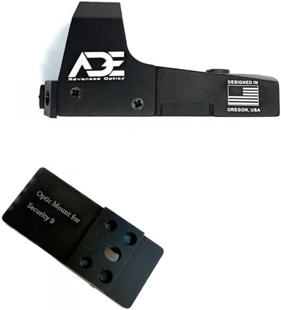 ADE Advanced Optics Reflex Green Dot Sight w/Security 9 Mount Plate 1x 4 MOA Black - Ade Advanced Optics