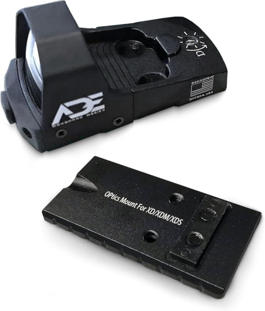 ADE Advanced Optics  Reflex Green Dot Sight w/Springfield XD Mount Plate 1x 4 MOA Black  XD Plate - Ade Advanced Optics