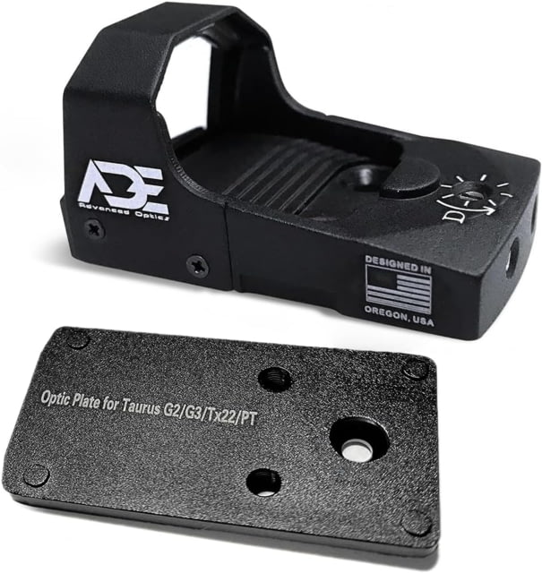 ADE Advanced Optics  Reflex Green Dot Sight w/Taurus G2C/G2 Optic Mount Plate 1x 4 MOA Black  G2 Plate - Ade Advanced Optics