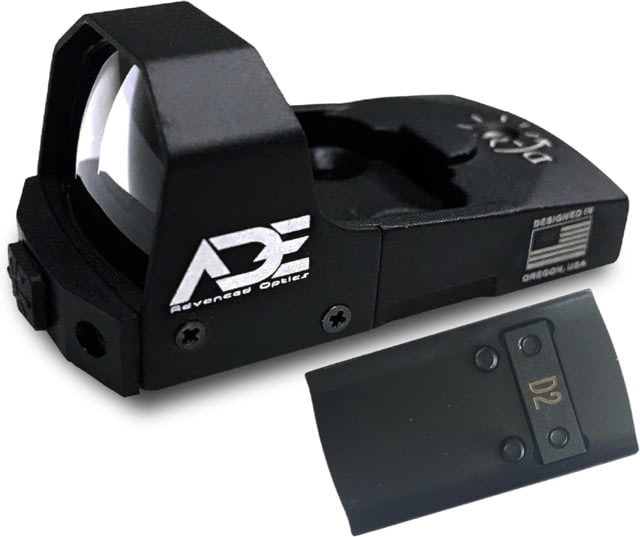 ADE Advanced Optics  Reflex Green Dot Sight w/D1 Rear Optic Mount Plate 1x 4 MOA Black - Ade Advanced Optics