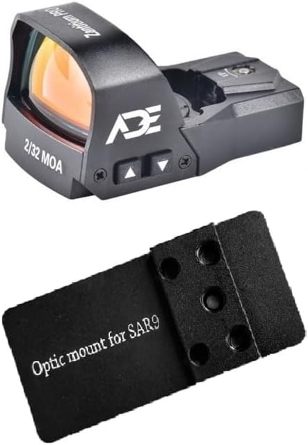 ADE Advanced Optics  PRO Shake Awake Reflex Red Dot w/SAR9 Optic Mount Plate 1x Multi Reticle Black - Ade Advanced Optics