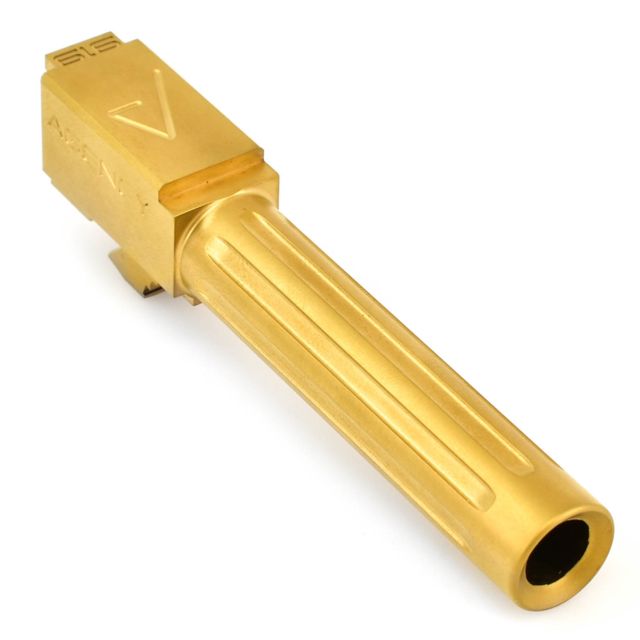 Agency Arms Mid Line Match Grade Drop-In Barrel Fluted Glock 19 Gen5 Gold Titanium Nitride - Agency Arms