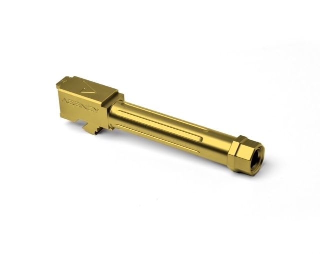Agency Arms Mid Line Match Grade Drop-In Barrel Threaded/Fluted Glock 19 Gold Titanium Nitride - Agency Arms
