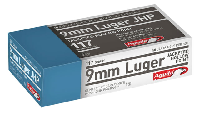 Aguila  Pistol 9mm Luger 117 Gr Jacketed Hollow Point JHP - Aguila Ammunition