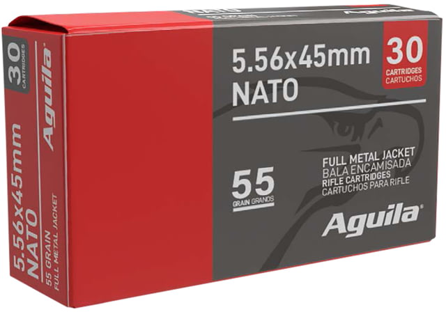 Aguila 5.56mm NATO 55 grain Full Metal Jacket Rifle Ammo 30 Rounds - Aguila Ammunition