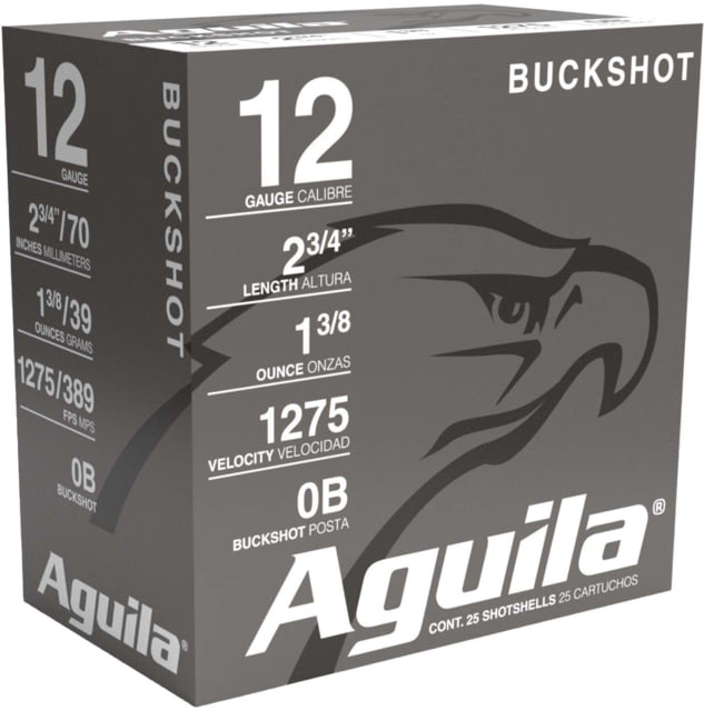 Aguila Ammunition 12ga 2-3/4 0Buck 1275fps 10- 25/RD Boxes 250 RD CASE - Aguila Ammunition