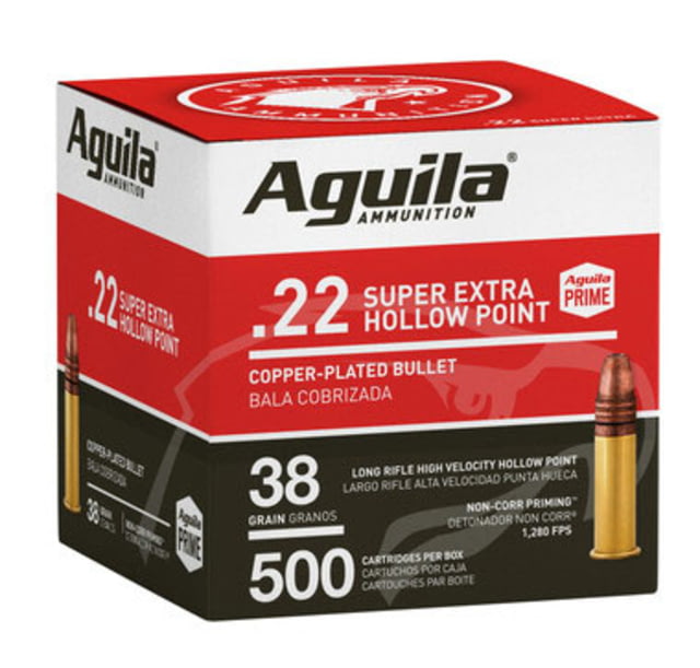 Aguila Ammunition .22LR 38 Grain Hollow Point CPHP Brass Case Rifle Ammo 500RD Box/2000RD Case - Aguila Ammunition