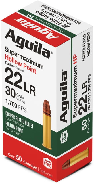 ila Ammunition .22LR Case Lot Super Max 30 Grain Copper-Plated Hollow Point Brass Case 50 Rounds Ammo