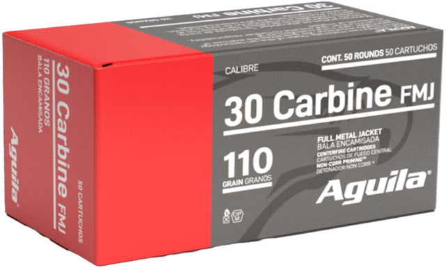 ila Ammunition .30 Carbine 110 Grain Full Metal Jacket Brass Case Rifle 50 Rounds Ammo