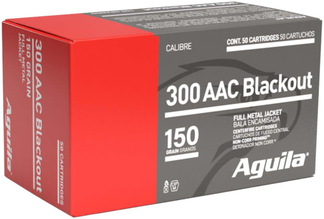 ila Ammunition .300 AAC Blackout 150 Grain Full Metal Jacket Brass Case RifleAmmo 50 Rounds Ammo