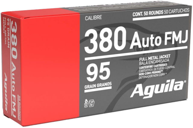 Aguila Ammunition .380 AUTO 95 Grain Full Metal Jacket Brass Case Pistol Ammo 50 Rounds ila Ammunition .380 AUTO 95 Grain Full Metal Jacket Brass Case Pistol 50 Rounds Ammo