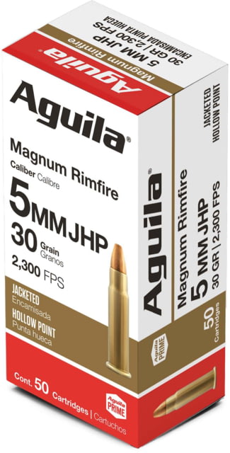 Aguila Ammunition 5mm Remington Magnum 30 Grain Jacketed Hollow Point Brass Case Ammo 50 Rounds - Aguila Ammunition