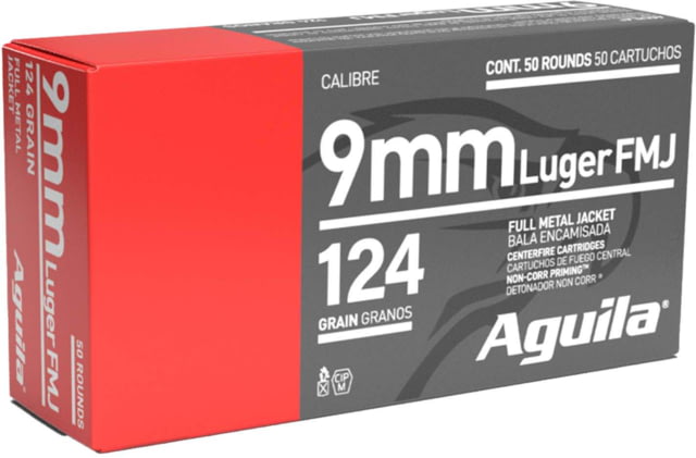 ila Ammunition 9mm Luger 124 Grain Full Metal Jacket Brass Case Pistol 1115 Ft/s 50 Rounds Ammo
