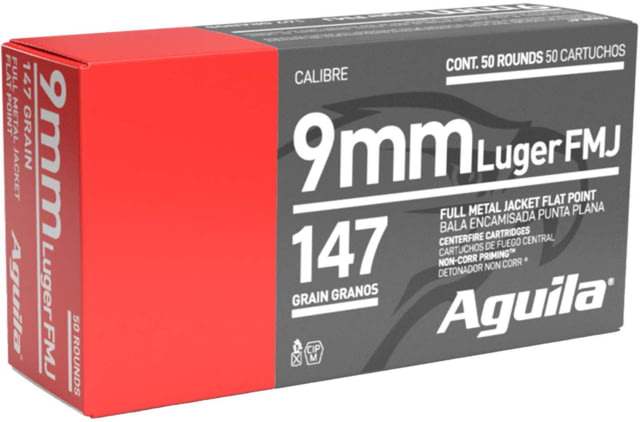 ila Ammunition 9mm Luger 147 Grain Full Metal Jacket Flat Point Brass Case Pistol 50 Rounds Ammo