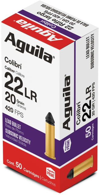 ila Ammunition Colibri .22LR 420fps. 20 Grain Lead Round Nose Brass Case 50 Rounds Ammo