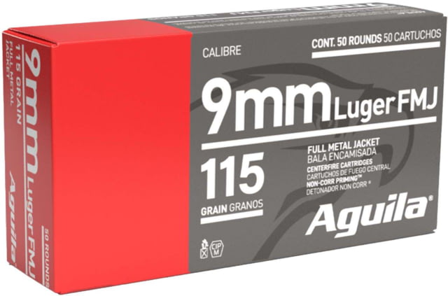 ila Ammunition 9mm Luger 115 Grain Full Metal Jacket Brass Case Pistol 50-Rounds Ammo