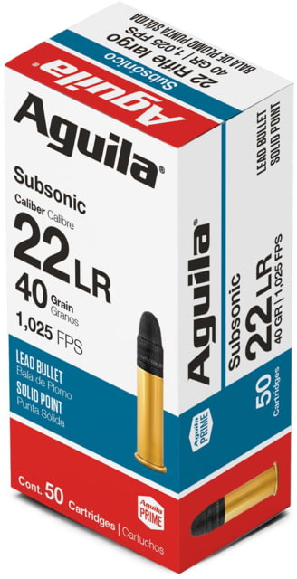 ila Ammunition Standard Subsonic .22 Long Rifle 40 Grain Solid Point Brass Case 50 Rounds Ammo