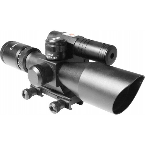 USED AIM Sports Inc  Dual Illuminated Rifle Scope w/ Green Laser Black Medium Green Laser/Mil-Dot  EDEMO2 Used Condition Fair - Aim Sports Inc
