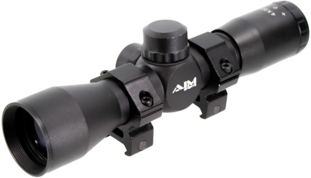AIM Sports Inc 4X32 Compact Rangfinder Scope W/Rings Black Medium - Aim Sports Inc