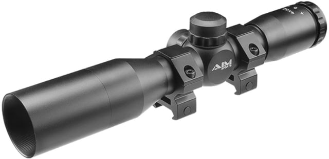AIM Sports Inc 4X32 Compact Rangfinder Scope W/Rings & Sunshade Black Medium - Aim Sports Inc