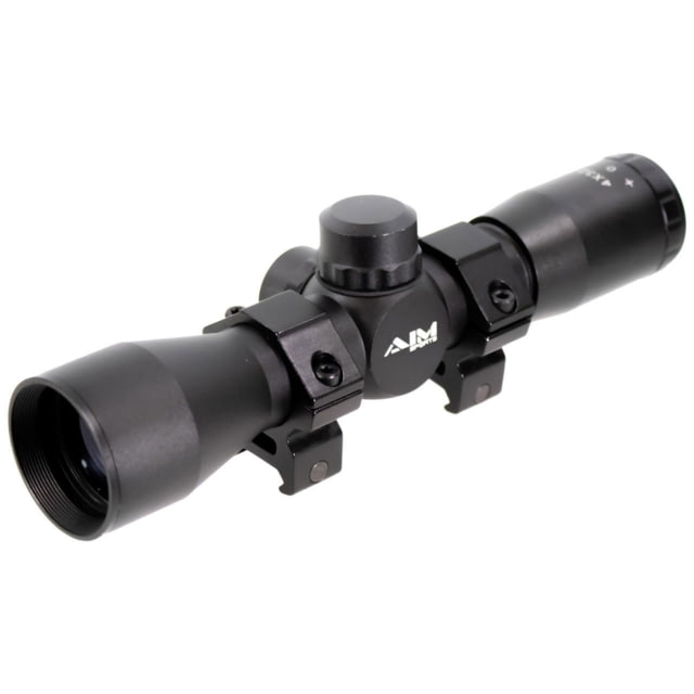 AIM Sports Inc 4X32 Compact Rangfinder Scope W/Rings Black Medium  Black Medium - Aim Sports Inc
