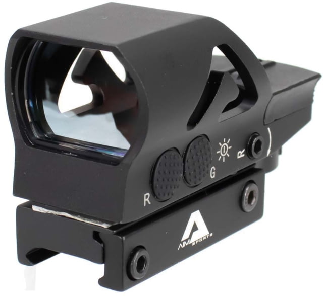 EDEMO AIM Sports Inc Dual-Illumination 1x34mm Red Dot Reflex Sigh W/4 reticle patterns Red/Green Dot Reticle Aircraft Grade Aluminum Black RT5-06C - Aim Sports Inc