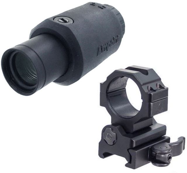 Aimpoint 3X-C Red Dot Magnifier Black  w/ Leapers UTG 30mm Flip-to-Side Picatinny/Weaver QD Ring Mount - Aimpoint