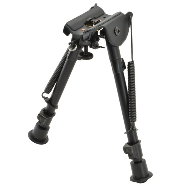 Aimtech Stud Mount 9-13 in Adjustable Lever Locking Pivot Notched Leg Bipod Heavy Duty Black - Aimtech