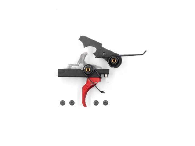 USED Airborne Arms Geronimo Trigger System Compact Talon AR-9/ AR-10/ AR-15 3-4 lb Pull Weights Ambidextrous Curved Red Compact ABN-AAGT-CSR1 EDEMO1 - Airborne Arms