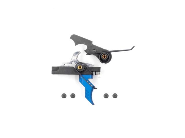 Airborne Arms Geronimo Trigger System Extended Reach Talon AR-9/ AR-10/ AR-15 3-4 lb Pull Weights Ambidextrous Curved Blue Extended - Airborne Arms