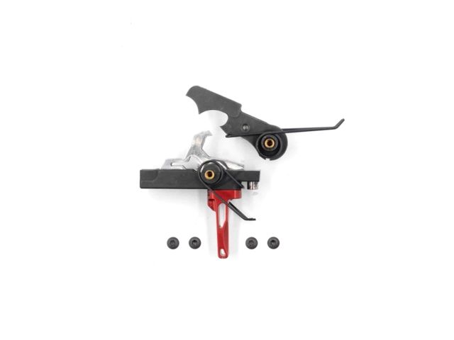Airborne Arms Geronimo Trigger System Straight Talon AR-9/ AR-10/ AR-15 3-4 lb Pull Weights Ambidextrous Flat Red Small - Airborne Arms