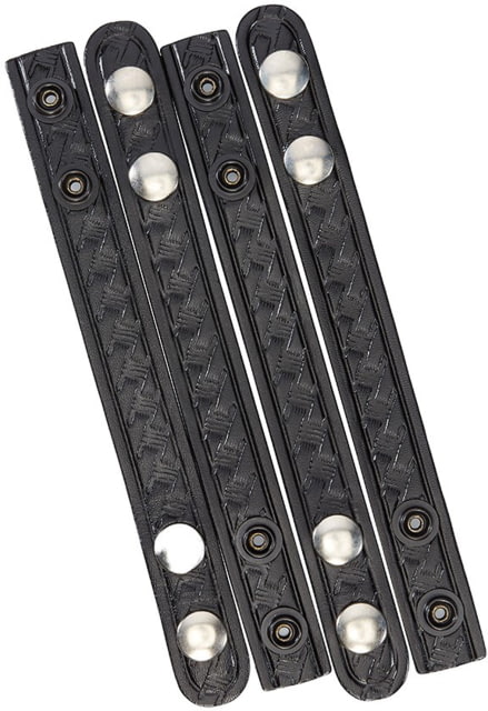Aker Leather 531 Double Snap 3/4inch Wide Belt Keepers Chrome Snap 4 PK Basketweave Black - Aker Leather