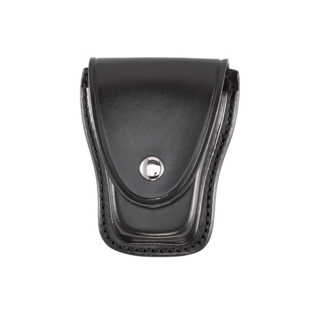 Aker Leather Model 501 Teardrop Shape Handcuff Case Plain Black Snap Black Snap Small - Aker Leather