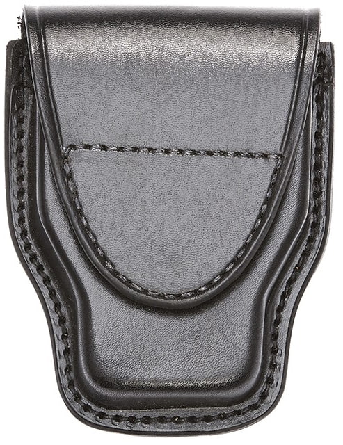 Aker Leather Model 508 Handcuff Case Small Hidden Snap Clarino Black - Aker Leather