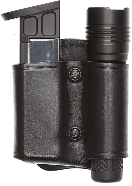 Aker Leather Model 517 D.M.S. Night Fighter Combo Mag And Light Case Medium Double Stack Right 9mm Luger Plain Black - Aker Leather