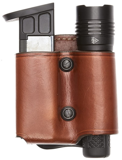 Aker Leather Model 517 D.M.S. Night Fighter Combo Mag And Light Case Medium Double Stack Right 9mm Luger/.40 Caliber Plain Tan - Aker Leather