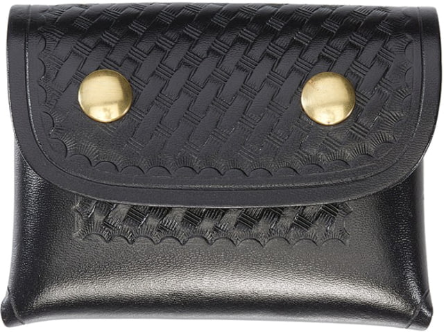 Aker Leather Model 586 Surgical Glove Pouch Brass Snap Small Basketweave Black - Aker Leather