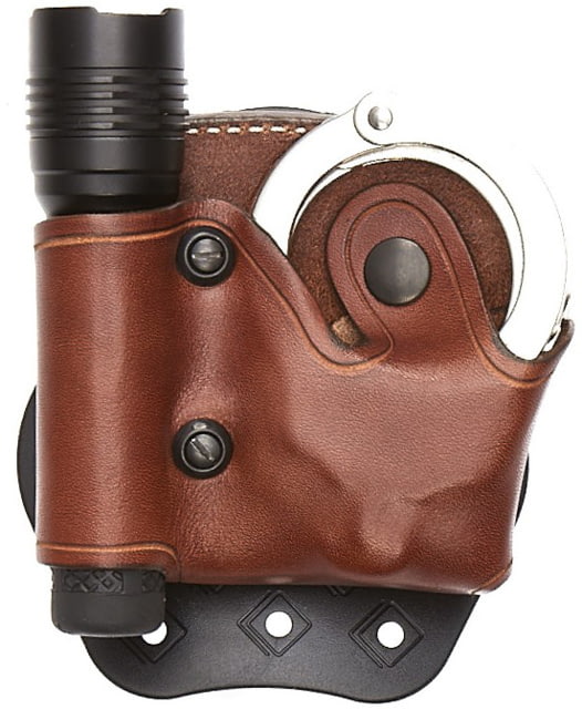 Aker Leather Model 618 D.M.S. Flashlight And Handcuff Cases Left Plain Tan - Aker Leather