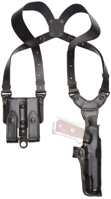 Aker Leather 106 Comfort-Flex Vertical Shoulder Strap Left Beretta 92F Plain Black - Aker Leather