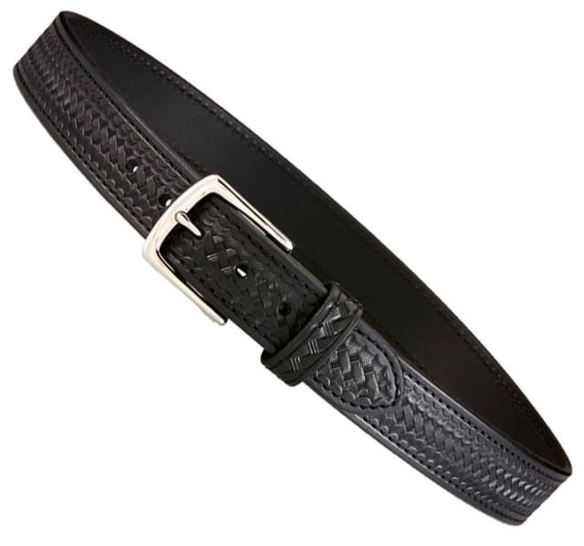 Aker Leather Dress Belt 1-1/2 34 in Brass Snap Basketweave Black - Aker Leather
