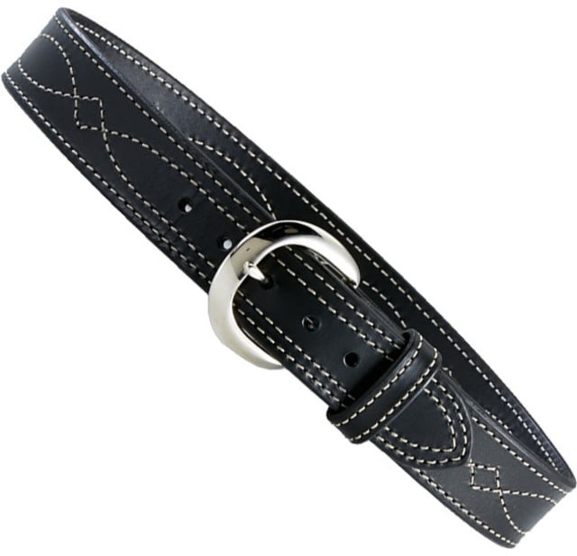 Aker Leather Fancy Stitch Belt 1-3/4 42 in Plain Black - Aker Leather